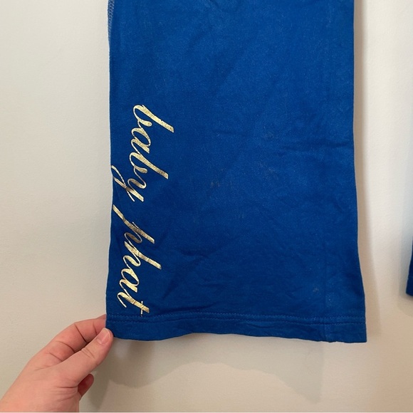 Y2K Vintage Baby Phat Flare Leg Low Rise Sweatpants Blue and Gold Size Small - Picture 4 of 5